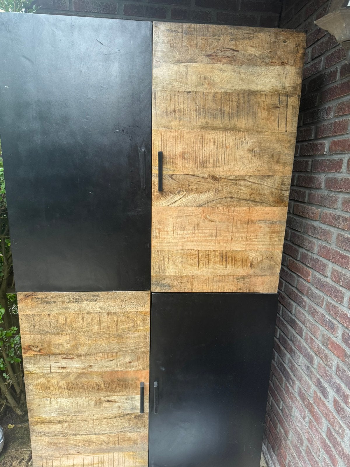 Industriële kast van mangohout en metaal, Ophalen, Zo goed als nieuw, Metaal
