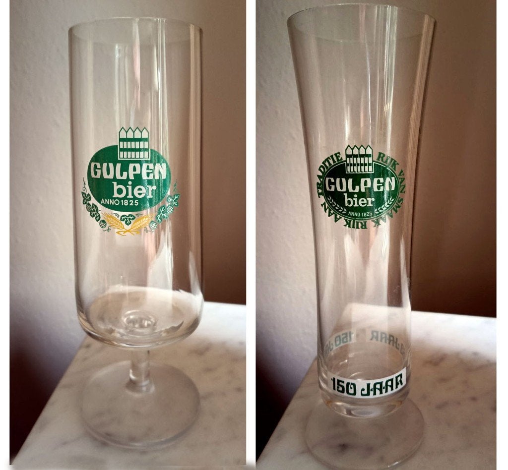 5 Vintage Gulpen Bierglazen, Ophalen of Verzenden, Zo goed als nieuw, Glas of Glazen, Overige merken