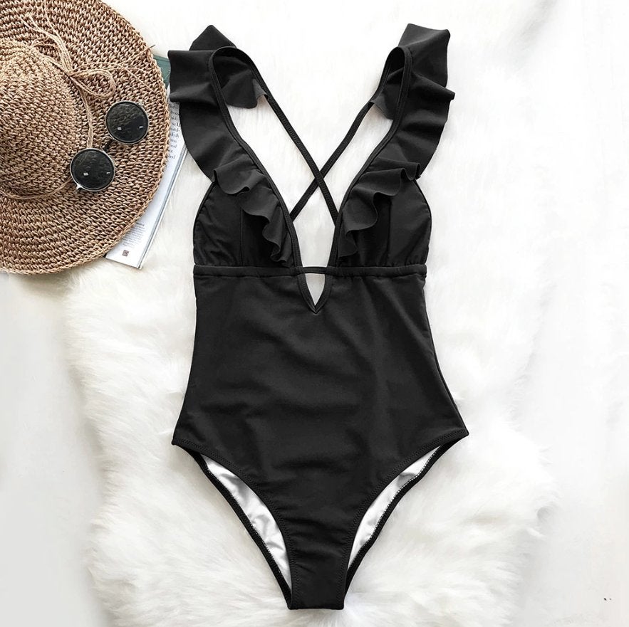 Zwarte monokini badpak dames vrouwen badkleding, Kleding | Dames, Verzenden, Nieuw, Zwart, Badpak