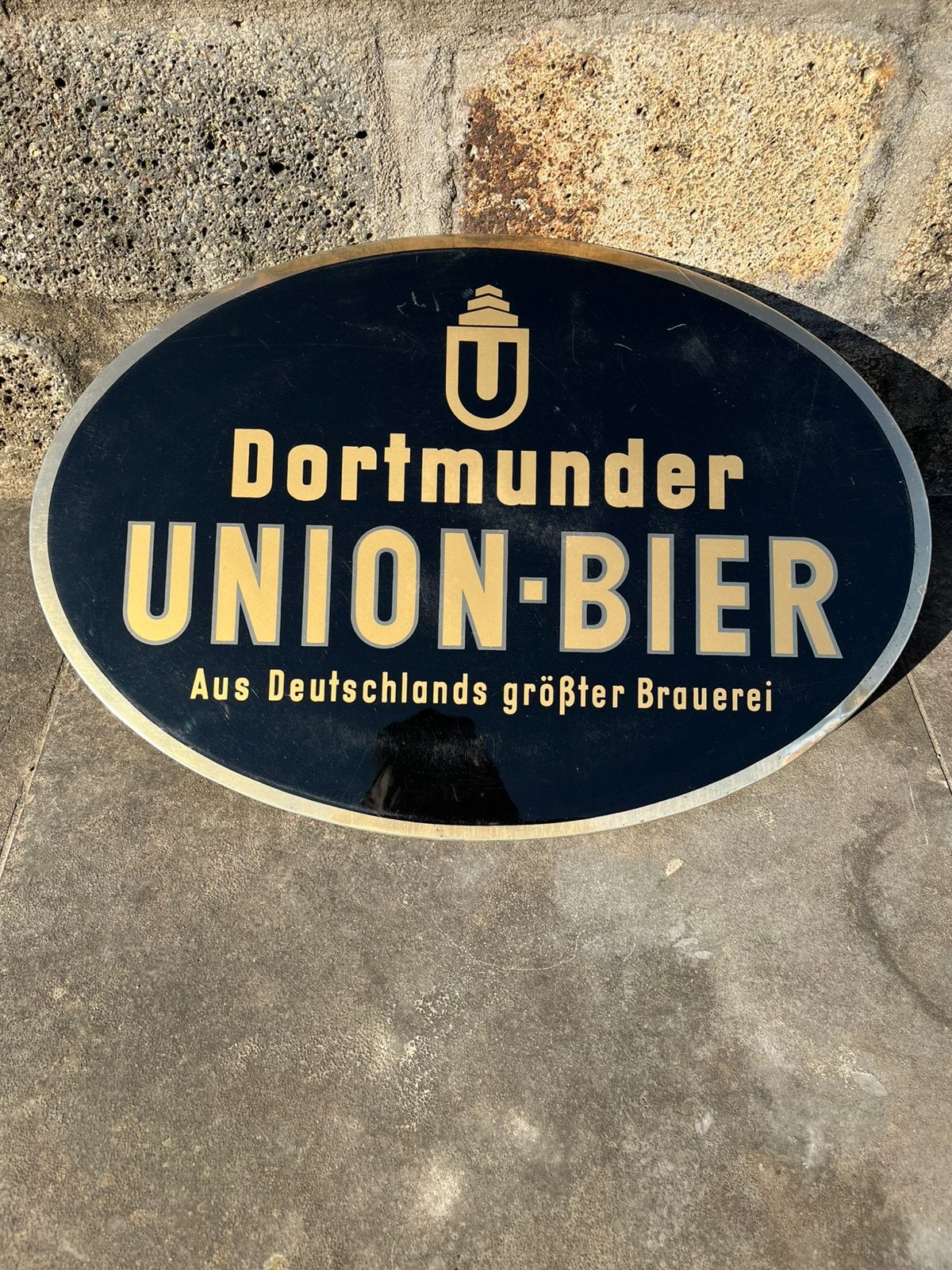 Dortmunder Union reclamebord gemaakt van Original-Imoglas, Ophalen of Verzenden, Gebruikt, Reclamebord, Plaat of Schild, Overige merken