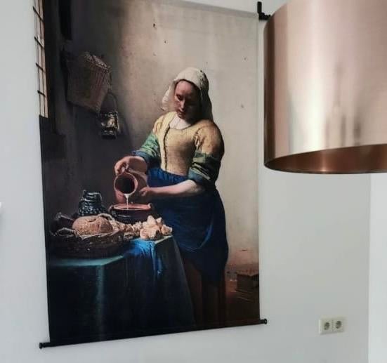 Wandkleed Melkmeisje Vermeer - Groot formaat, Huis en Inrichting, Woonaccessoires | Schilderijen, Tekeningen en Foto's, Gebruikt