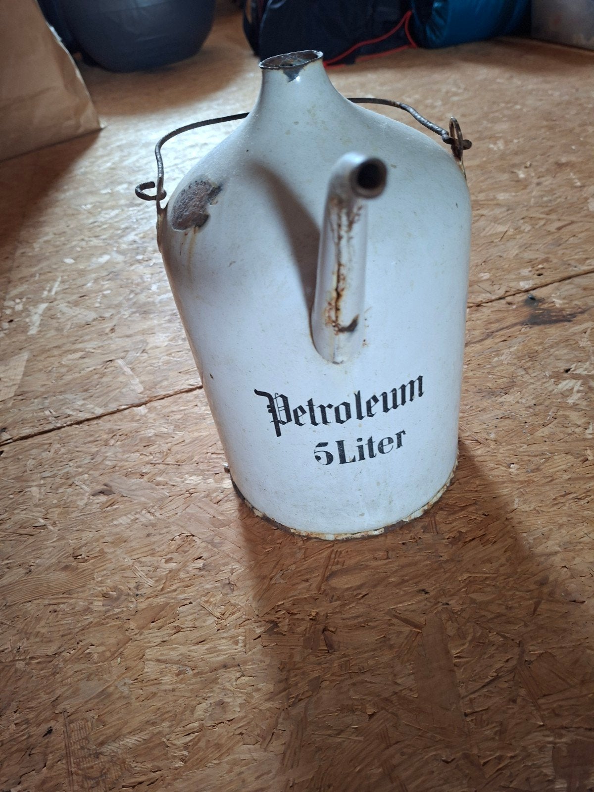Vintage Petroleum Kan 5 Liter - Emaille Oliekan, Ophalen of Verzenden