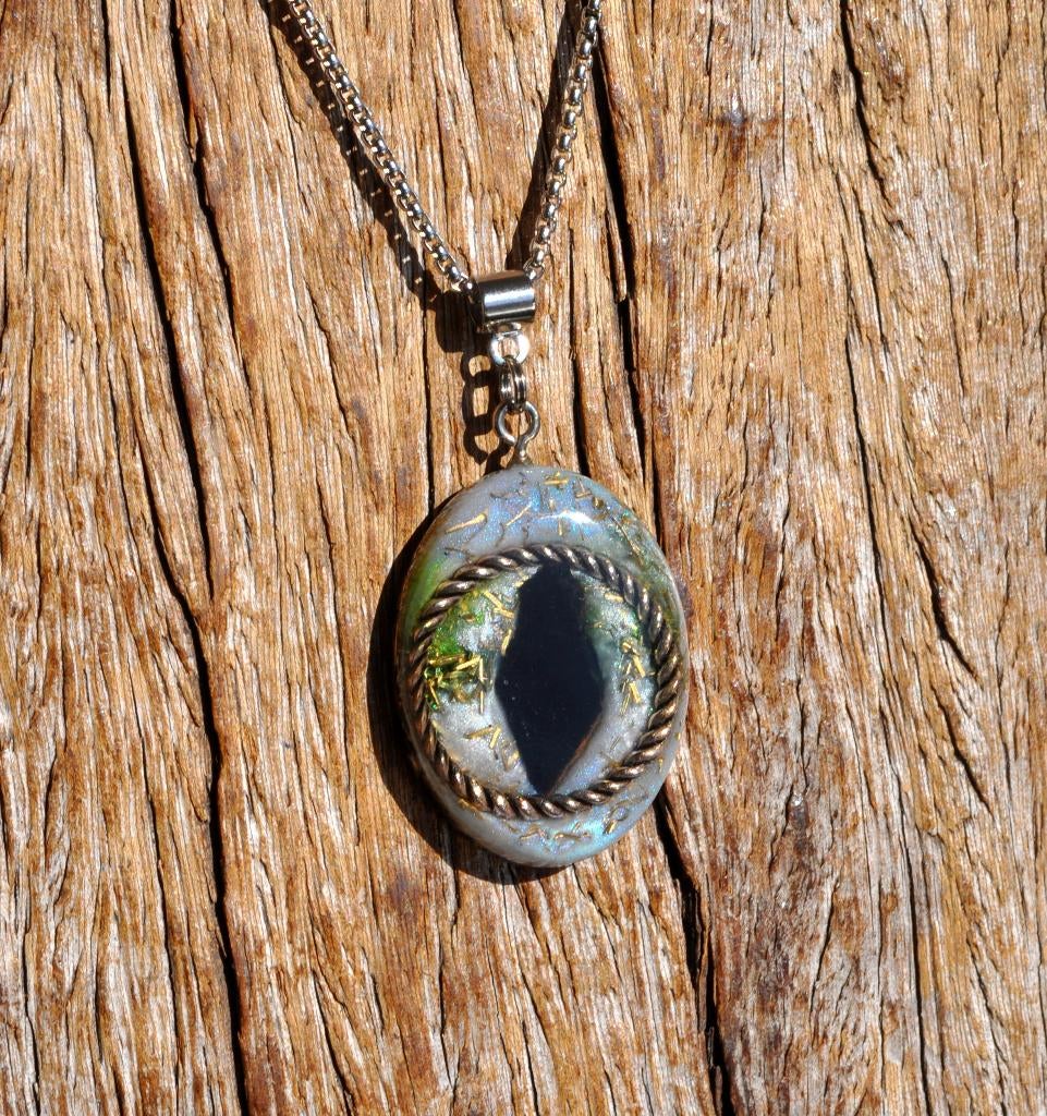 Tensorring orgonite hanger Toermalijn Handgemaakt NL Unisex, Ophalen of Verzenden, Nieuw, Zwart, Steen of Mineraal