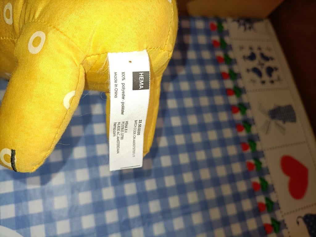 Hema gele teckel knuffel hond 37 cm groot, Ophalen of Verzenden, Zo goed als nieuw, Hond