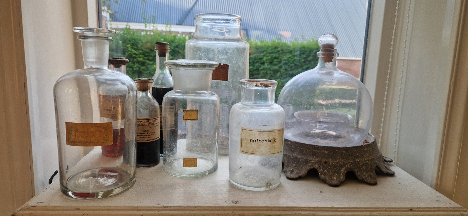 lotje van 3 oude apothekerspotten~stopflessen~brocante, Antiek en Kunst, Ophalen of Verzenden