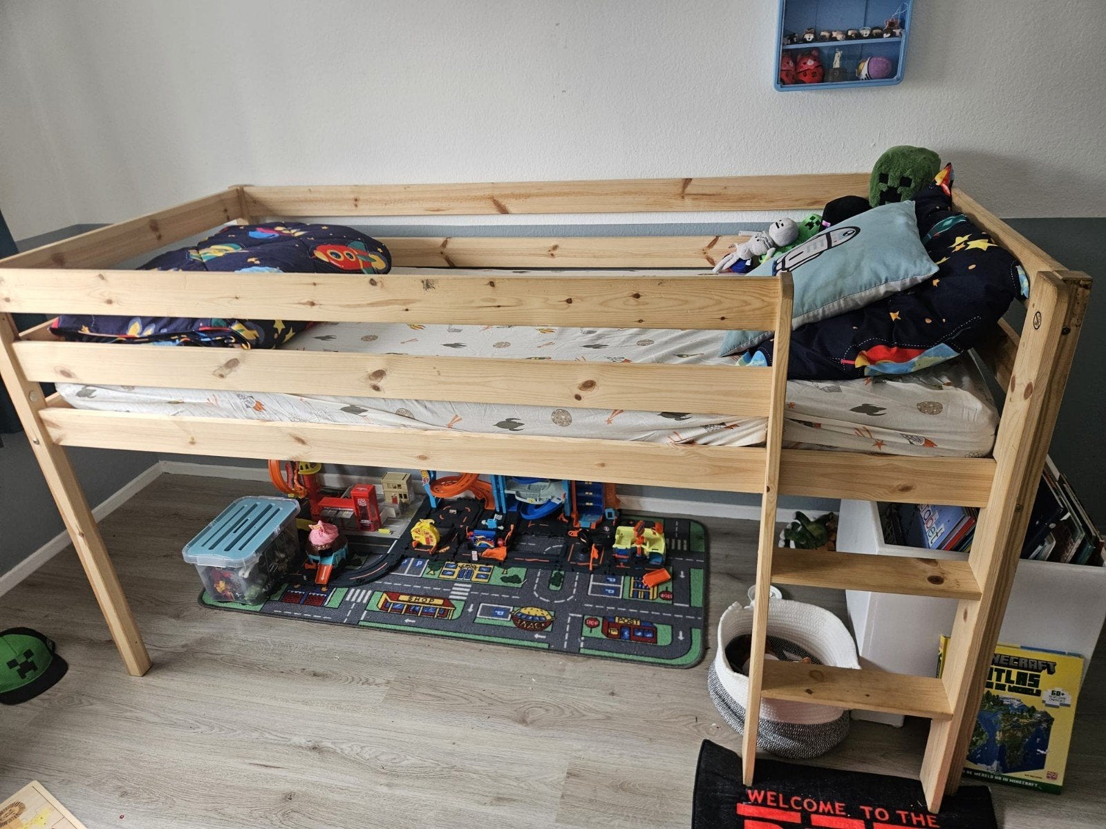 Hoogslaper met losse glijbaan - Afmetingen zie foto's, Huis en Inrichting, Slaapkamer | Bedden, Ophalen, Gebruikt, 90 cm, Eenpersoons