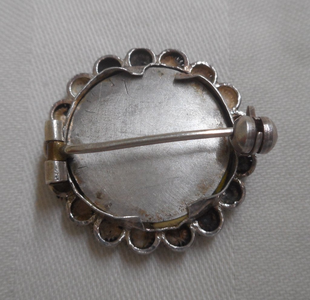 Zilveren antiek broche met echte edelweiss nr.462, Verzenden, Zilver, Broche