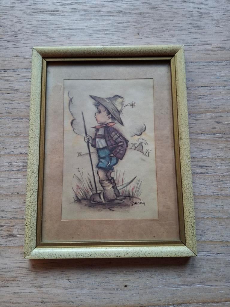 Bonnie hummel jaren 50 originele lijst!, Ophalen of Verzenden, Hout, Minder dan 50 cm, Minder dan 50 cm