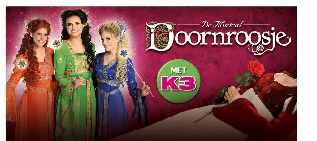 1 kaartje voor de musical Doornoosje, met de echte K3, Eén persoon, Juni