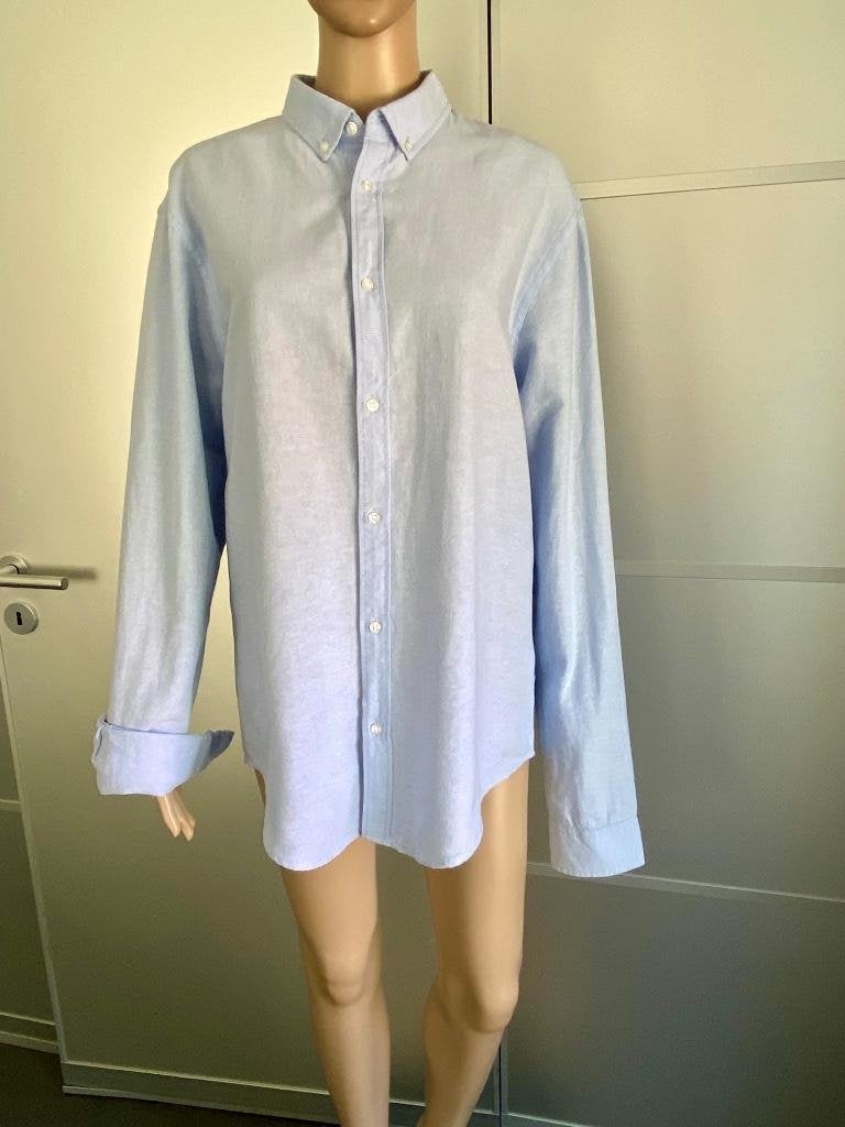 J435 Nieuw: katoenen blouse maat L=42/44 licht blauw, Kleding | Dames, Blauw, Maat 42/44 (L), Nieuw, Ophalen of Verzenden