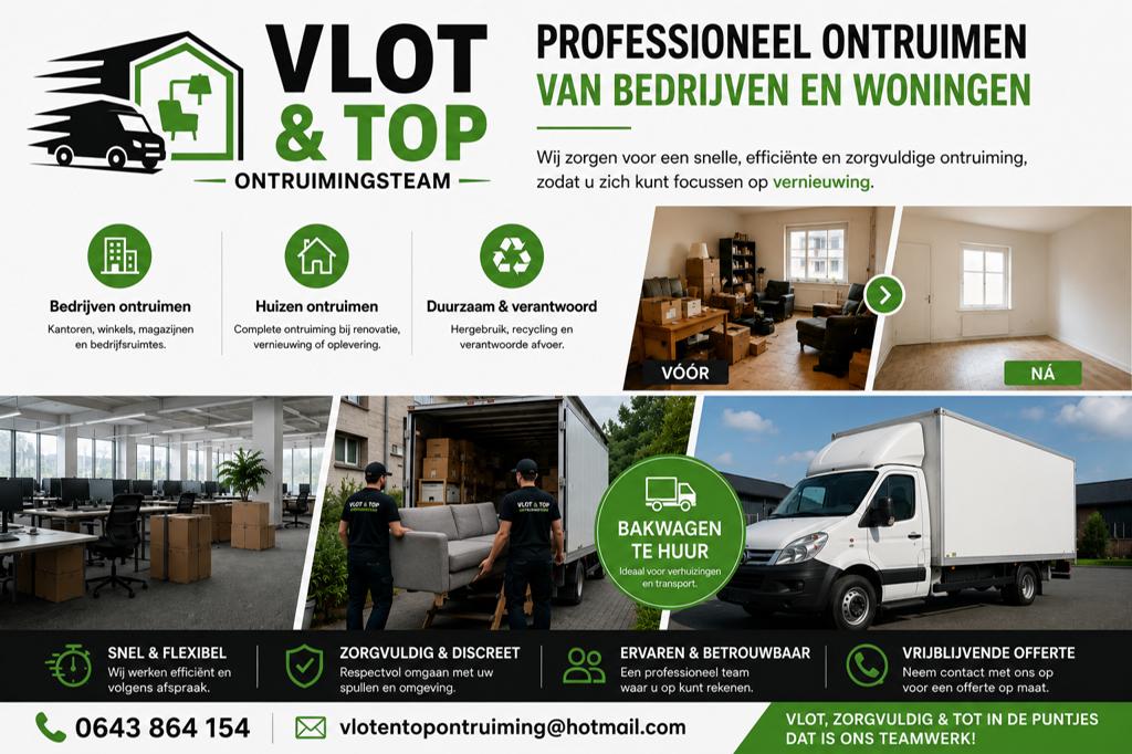 Ontruiming en bakwagenverhuur!, Ophalen of Verzenden