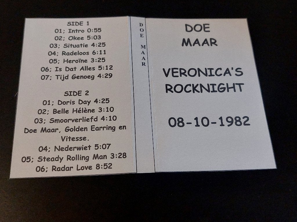 DOE MAAR - VERONICA'S ROCKNIGHT 1982 (MC), Cd's en Dvd's, Cassettebandjes, Zo goed als nieuw, Voorbespeeld, Nederlandstalig, 1 bandje