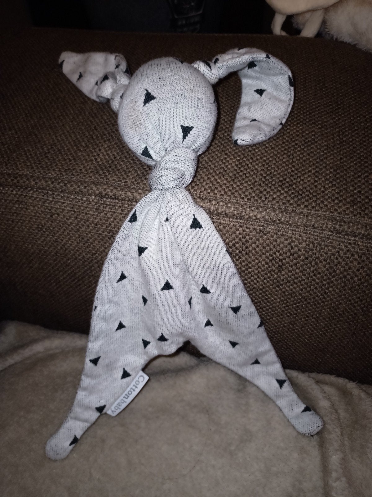 Cotton baby kroeldoek, grijs met zwarte driehoekjes., Gebruikt, Overige merken, Grijs, Ophalen of Verzenden