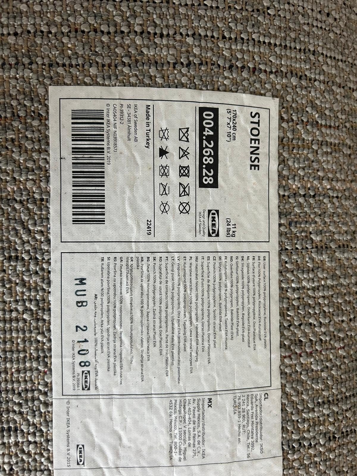 IKEA Stoense vloerkleed grijs 170x240 cm, Ophalen, Nieuw, Grijs, Rechthoekig