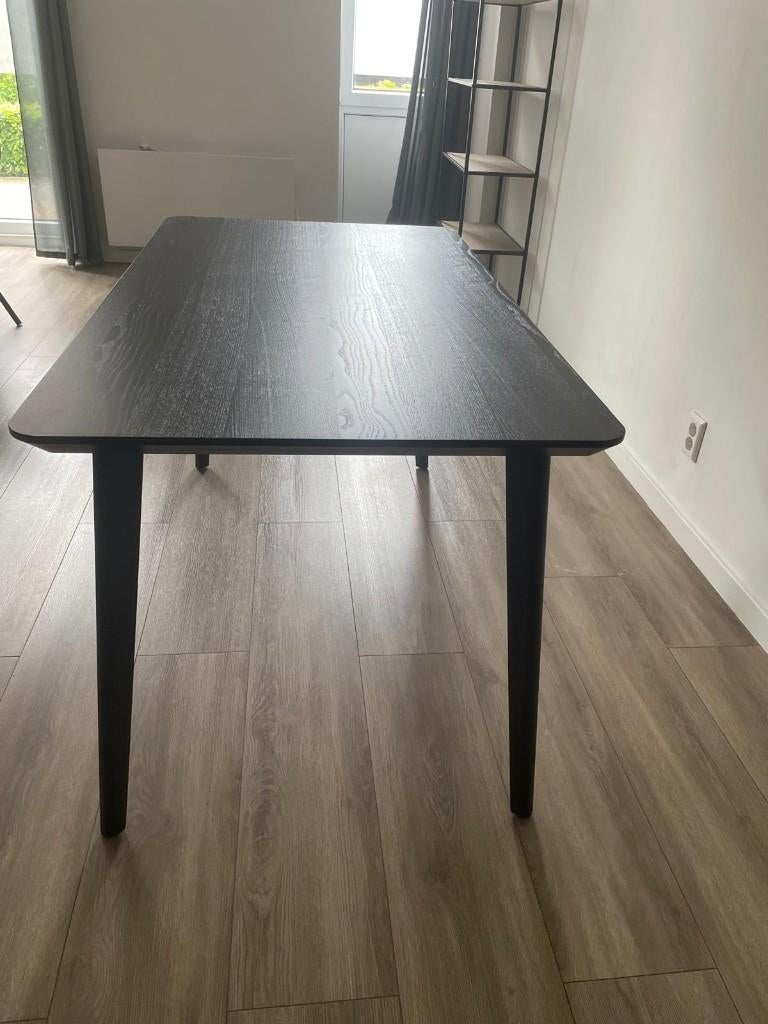 Zwarte IKEA eettafel LISABO, (140x78x74) cm, Ophalen, Scandinavisch design,, 100 tot 150 cm, Eikenhout