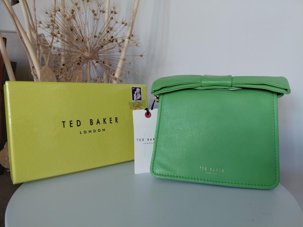 Ted Baker leren tasje groen met strik, Ophalen of Verzenden, Nieuw, Groen, Dame