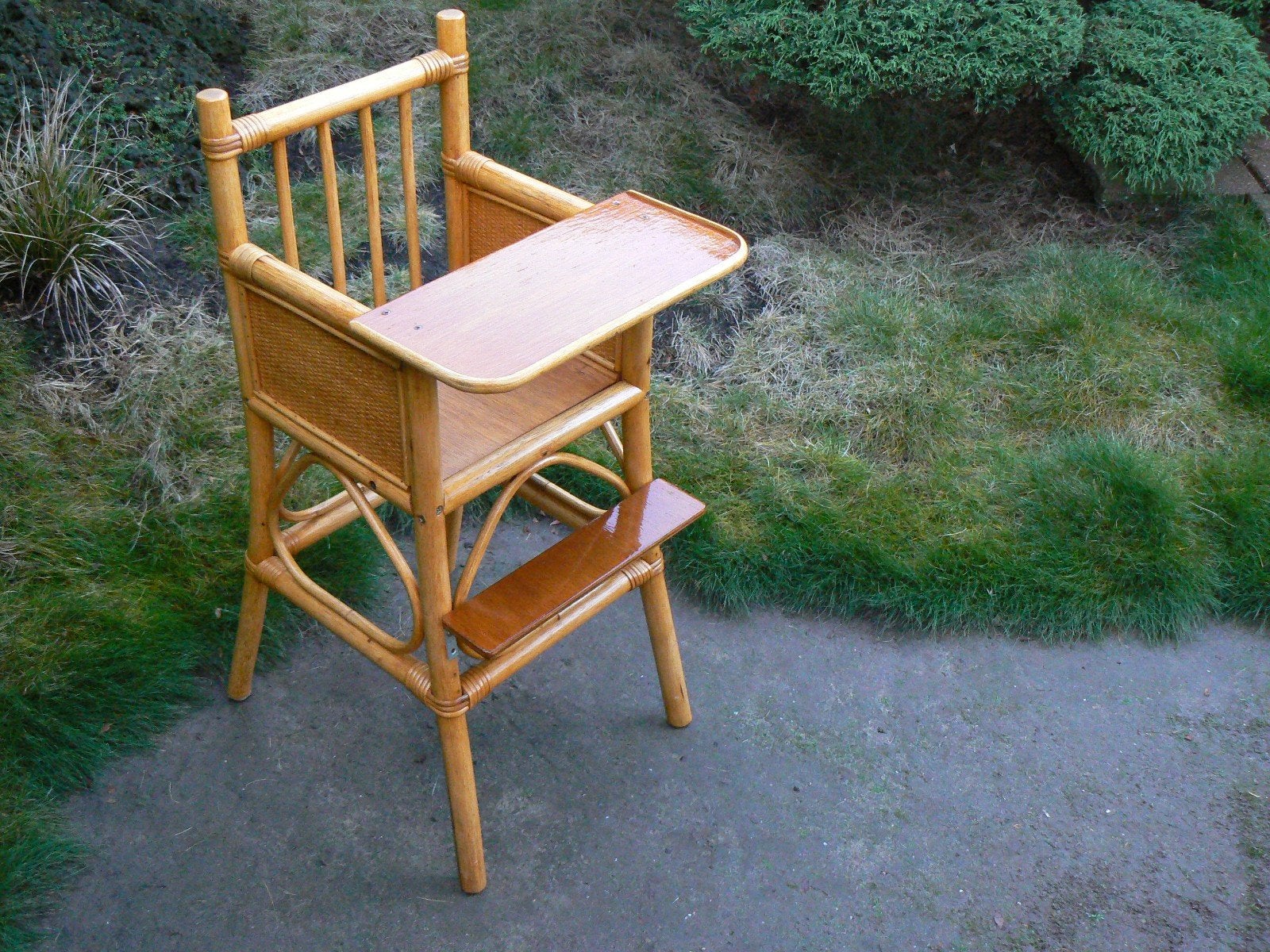 Mooie Vintage Rotan/Houten Kinderstoel, Ophalen, Gebruikt, Stoel(en)