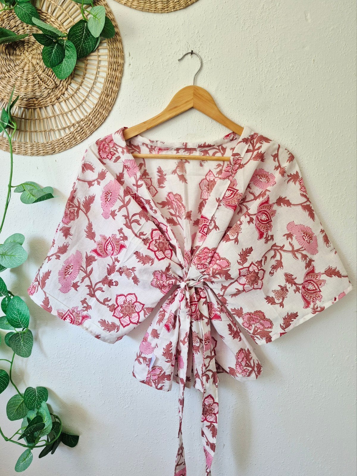 Handmade kimono van luchtig India katoen allsize, Verzenden, Maat 46/48 (XL) of groter, Nieuw, Korte mouw