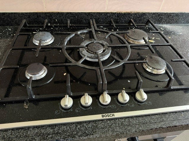 Luxe Bosch 5-pits Gaskookplaat – inbouw met wokbrander, Ophalen, Gebruikt, Inbouw, Gas