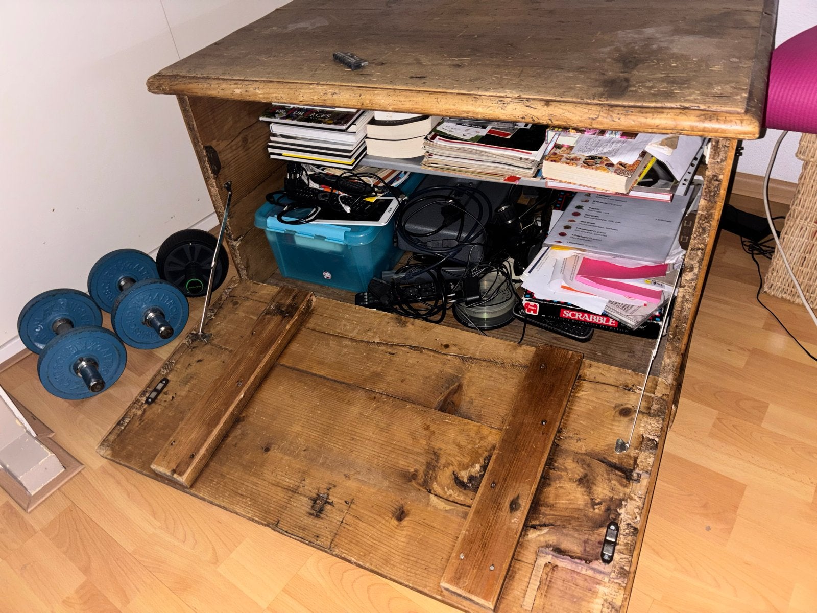 Titel: Sfeervolle Antieke Grenen Dekenkist / Opbergkist, Ophalen, 50 – 75, Gebruikt, 100 tot 150 cm