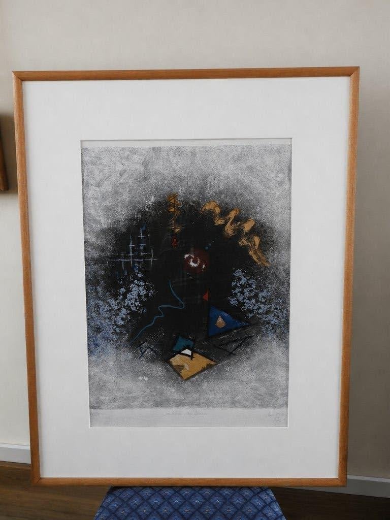 Ets "Strukturen des Seins" - Gesigneerd - Heinz Voss, Ophalen, Met tekst, 72 cm, 90 cm