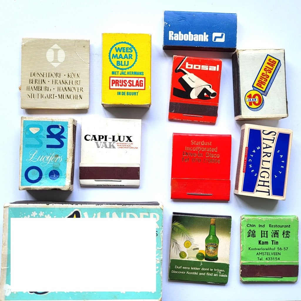 Vintage lucifers, Asbakken, Sigaren Blik Retro Nostalgisch, Ophalen of Verzenden, Gebruikt, Sigarenbandjes