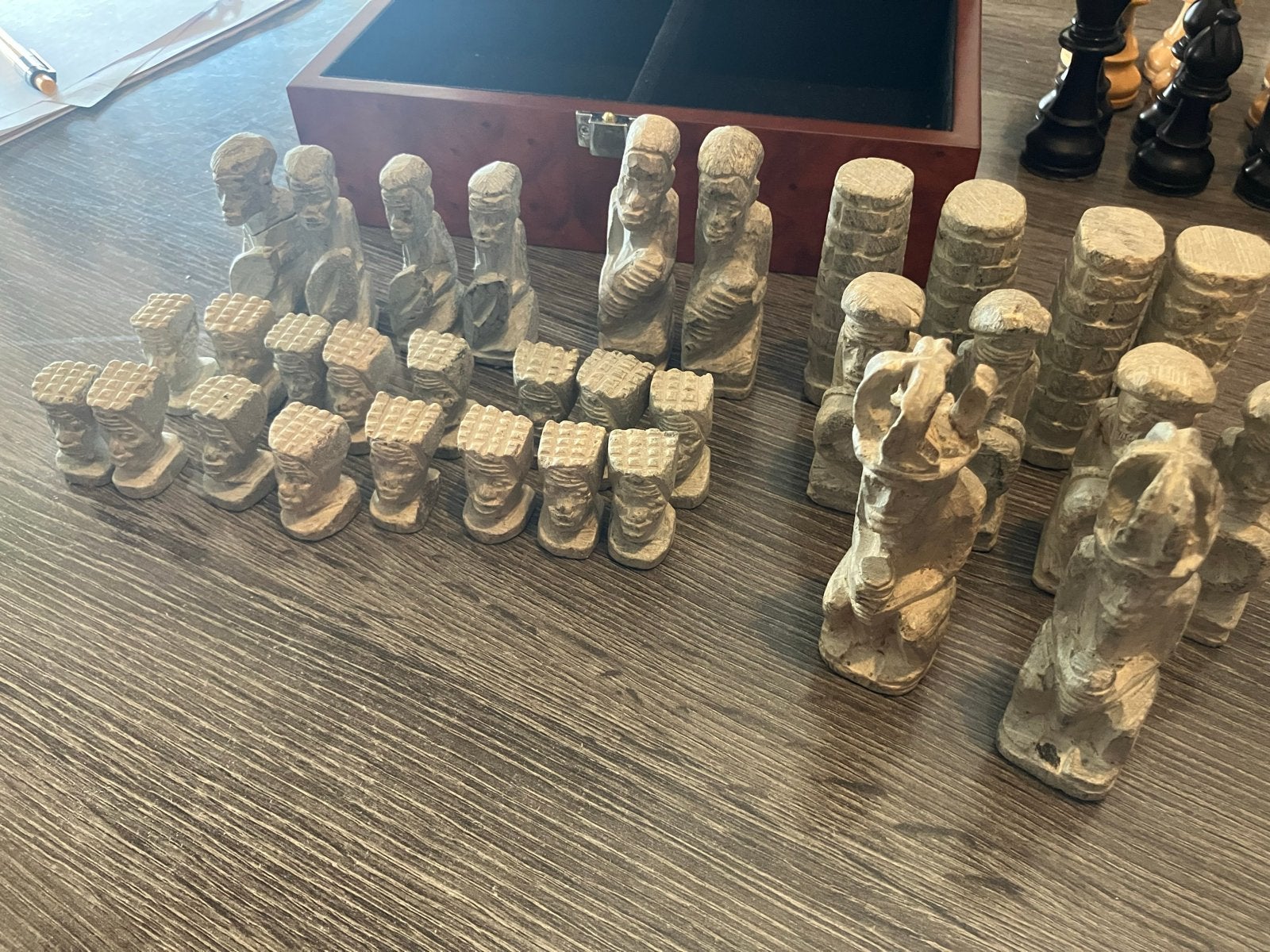 Afrikaans schaakspel van steen met schaakbord, Een of twee spelers, Ophalen, Gebruikt