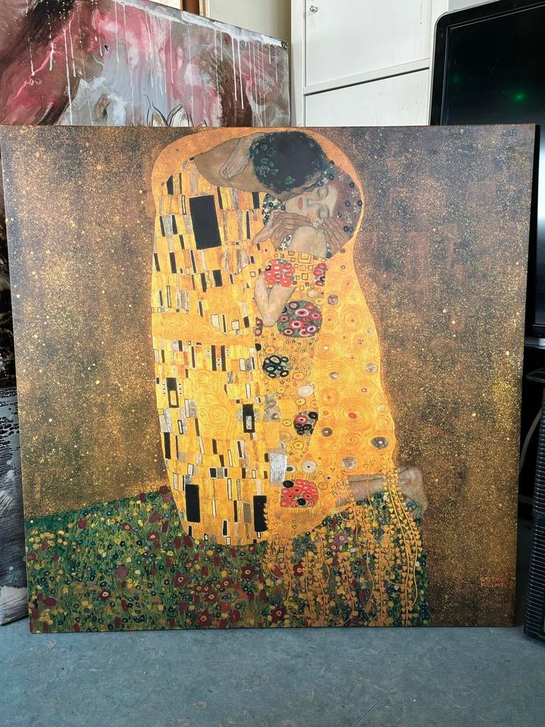 Canvas schilderij - De Kus - Gustav Klimt, Ophalen