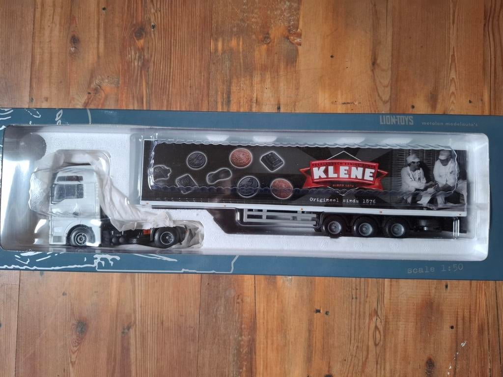 Lion Toys Klene vrachtwagen met oplegger, schaal 1:50, Hobby en Vrije tijd, Ophalen of Verzenden