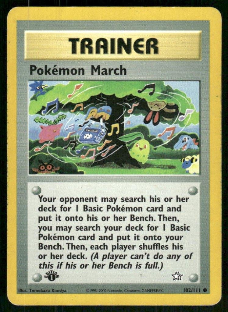 PokÃmon March 102/111 - Neo Genesis (1st edition), Hobby en Vrije tijd, Verzamelkaartspellen | Pokémon, Gebruikt, Verzenden