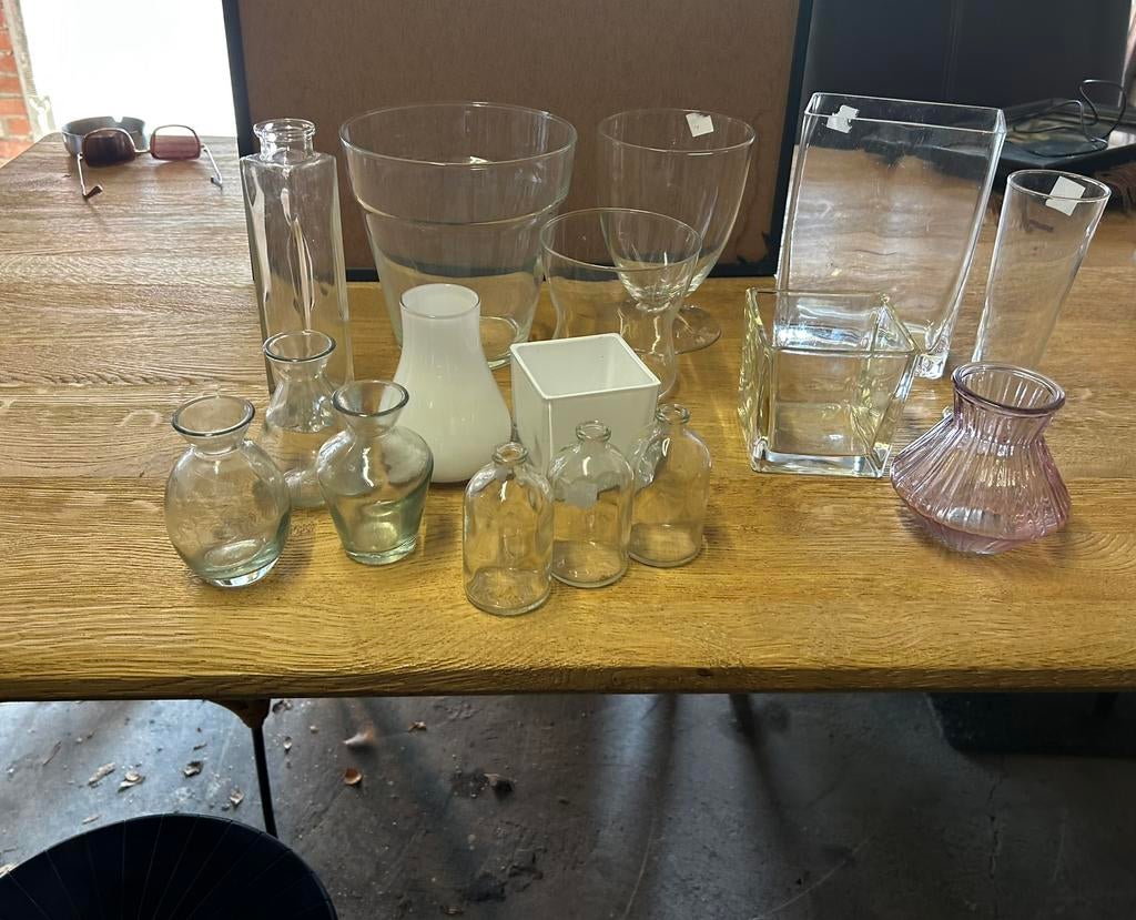 Glazen vazen partij, Verzamelen, Glas en Borrelglaasjes, Ophalen, Zo goed als nieuw, Overige typen