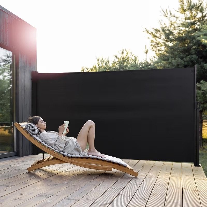 Uittrekbaar windscherm zwart 160 x 300 cm – Nieuw in doos, Ophalen, Overige typen, Nieuw, 150 tot 300 cm