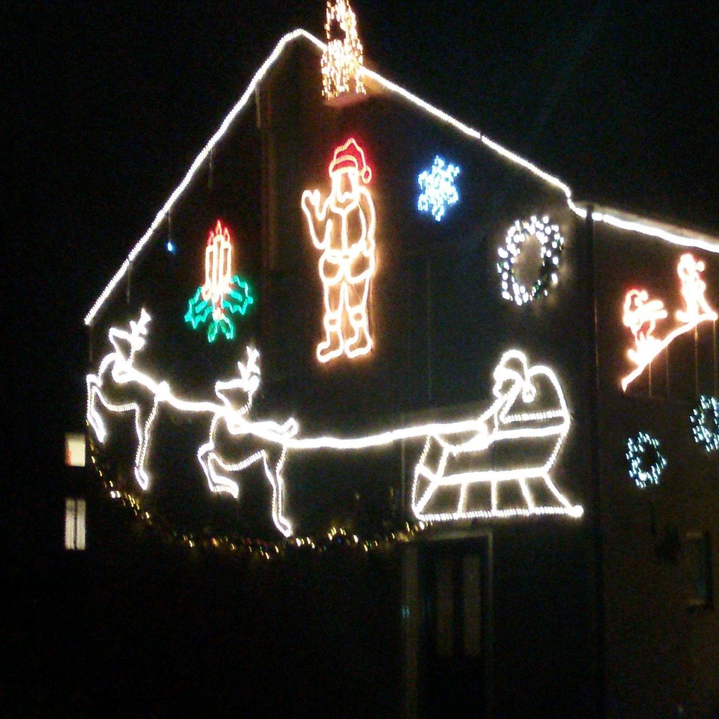 kerstverlichting, grote kerstman voor buiten 240 cm op rek, Ophalen