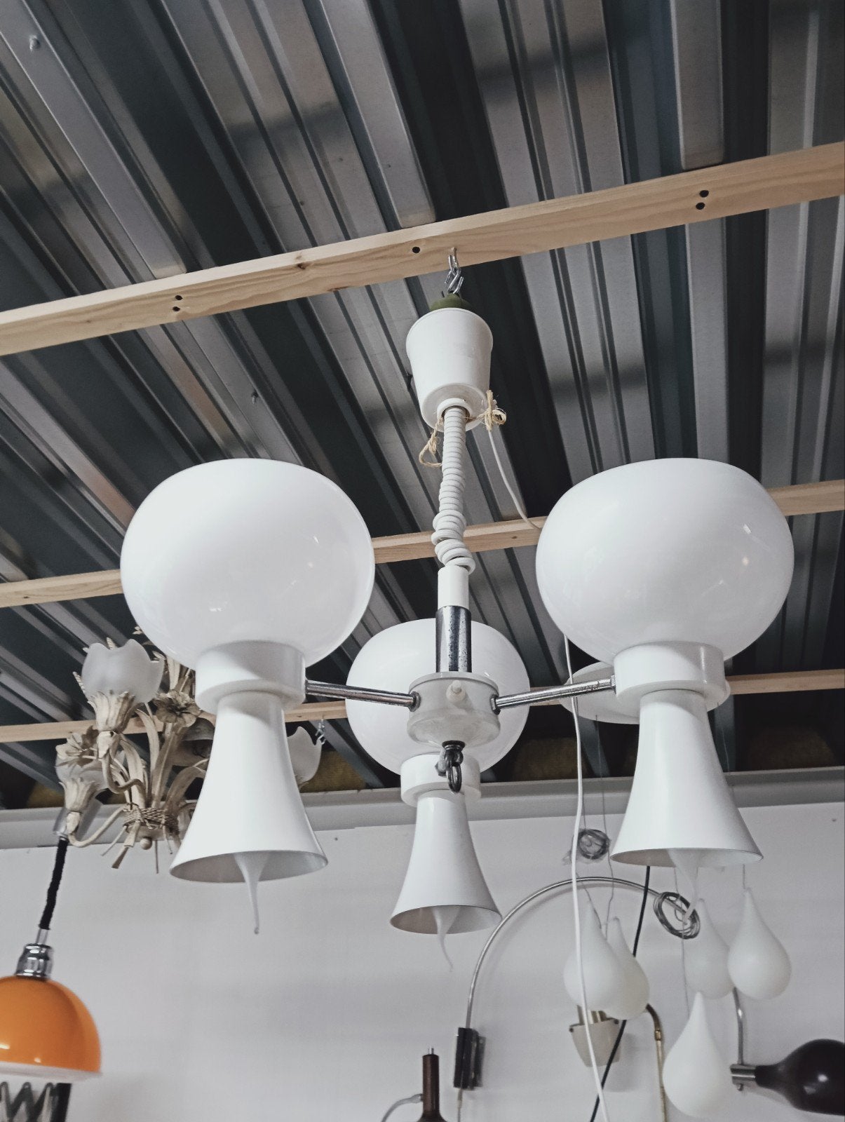 Dijkstra hanglamp jaren '70 - Vintage design, Gebruikt, Onbekend, Ophalen of Verzenden, Glas