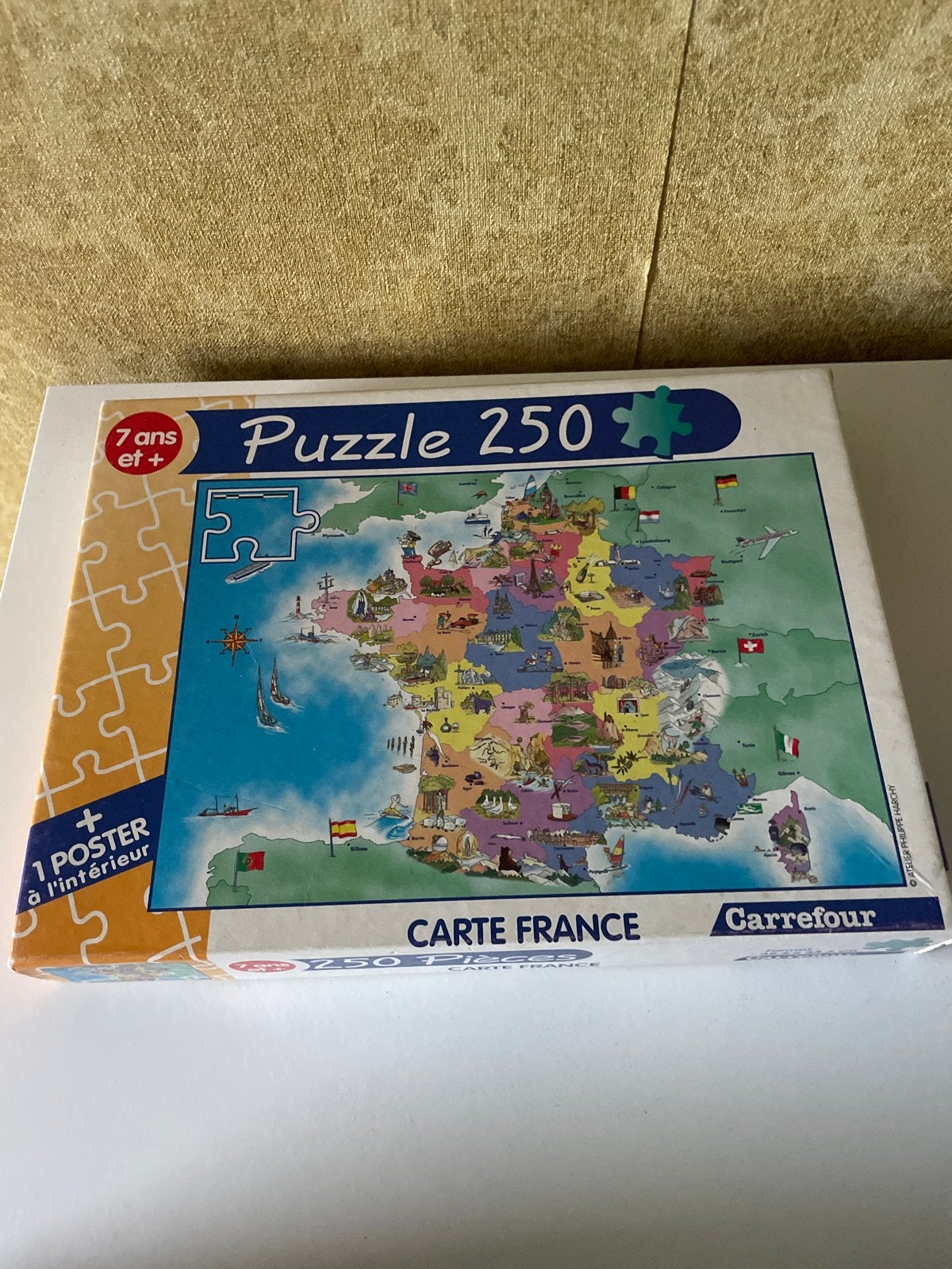 Carrefour Legpuzzel Frankrijk Kaart 250 stukjes, Ophalen of Verzenden, Minder dan 500 stukjes, Zo goed als nieuw, Legpuzzel