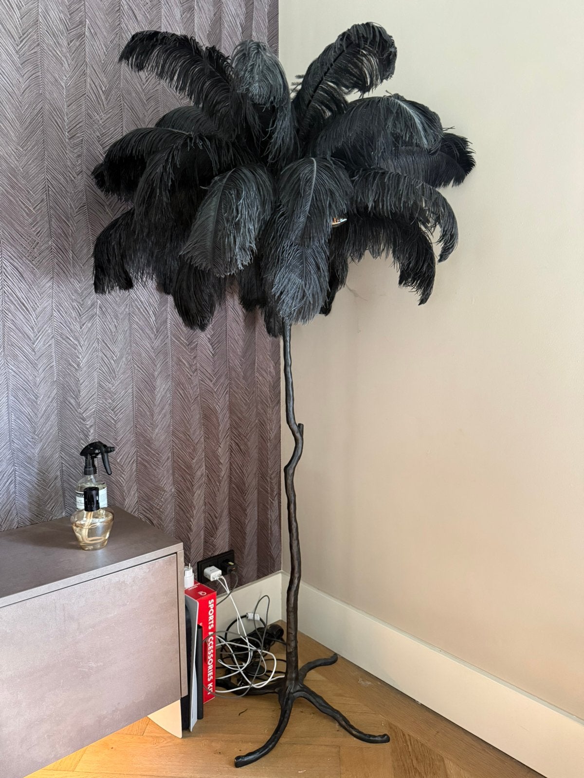 Design lamp struisvogelveren, Ophalen, Zo goed als nieuw