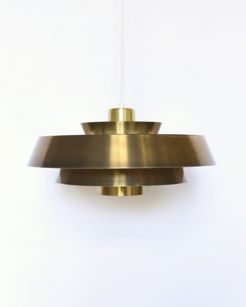 Vintage Deense messing hanglamp Jo Hammerborg, Gebruikt, Fog & Mørup, Onbekend, Onbekend