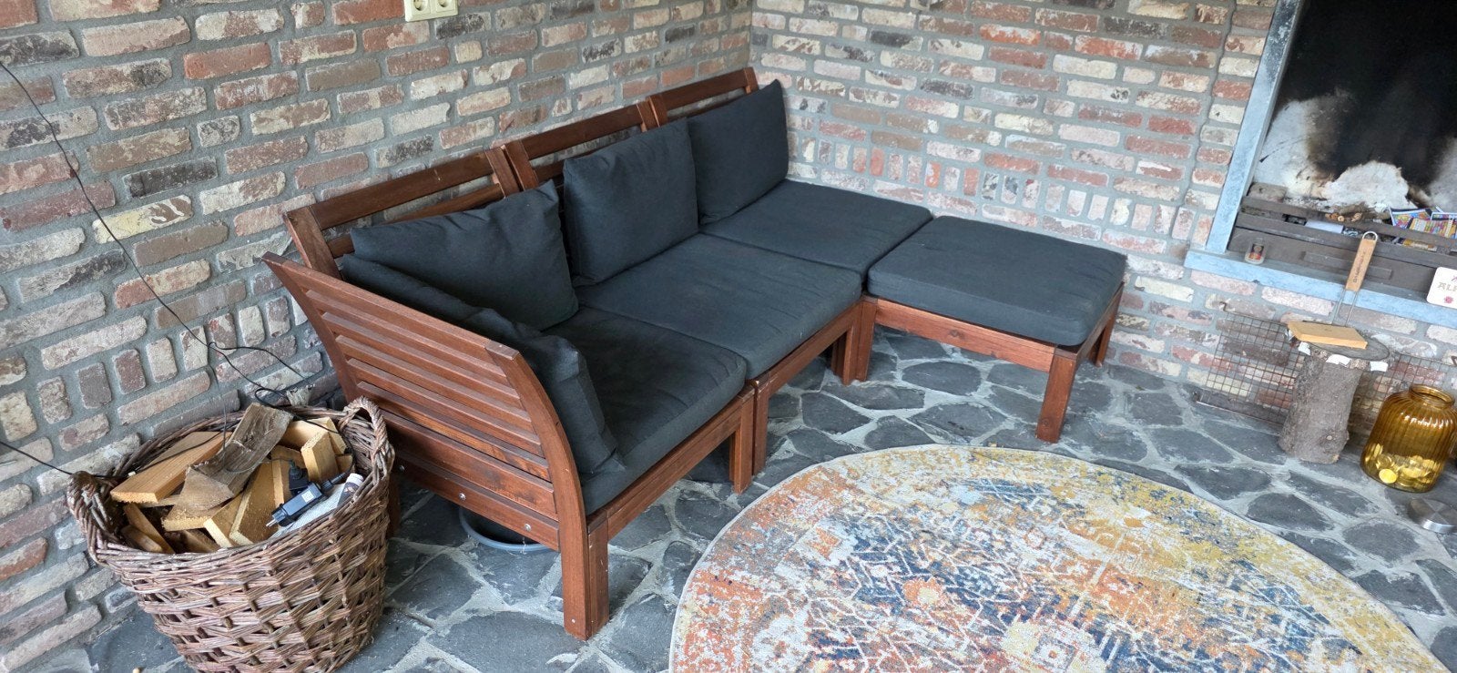 Ikea loungeset in prima staat - 208x80x73 cm, Ophalen, Gebruikt, Bank, 3 zitplaatsen