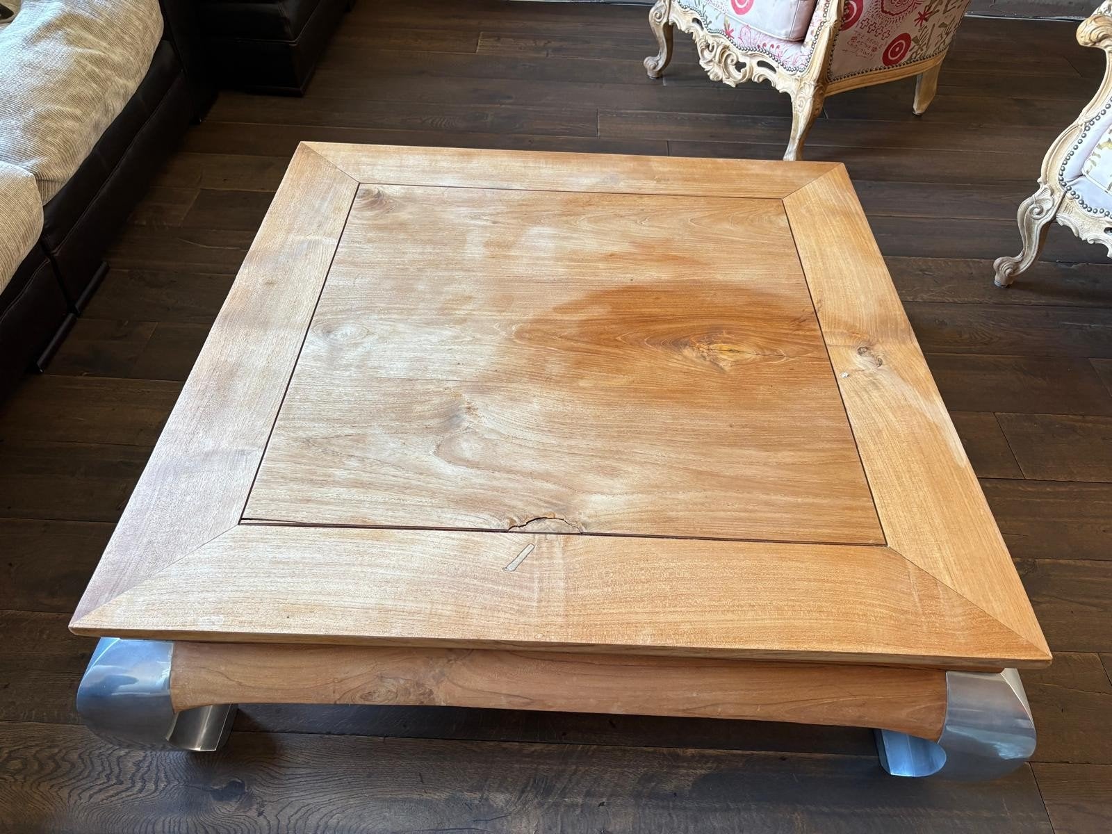 opium tafel met zilveren poten, Ophalen, Gebruikt, Vierkant, Teakhout