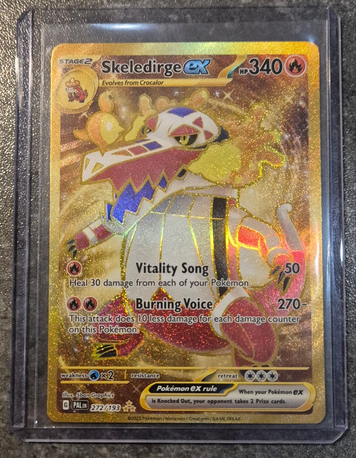 Skeledirge ex Gold Secret Rare Pokémon kaart, Ophalen of Verzenden, Nieuw, Losse kaart, Foil