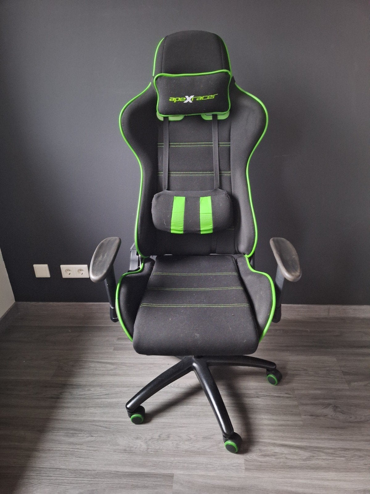 Gaming Bureaustoel - Zwart/Groen - Apex Racer, Ophalen, Ergonomisch, Gebruikt, Zwart