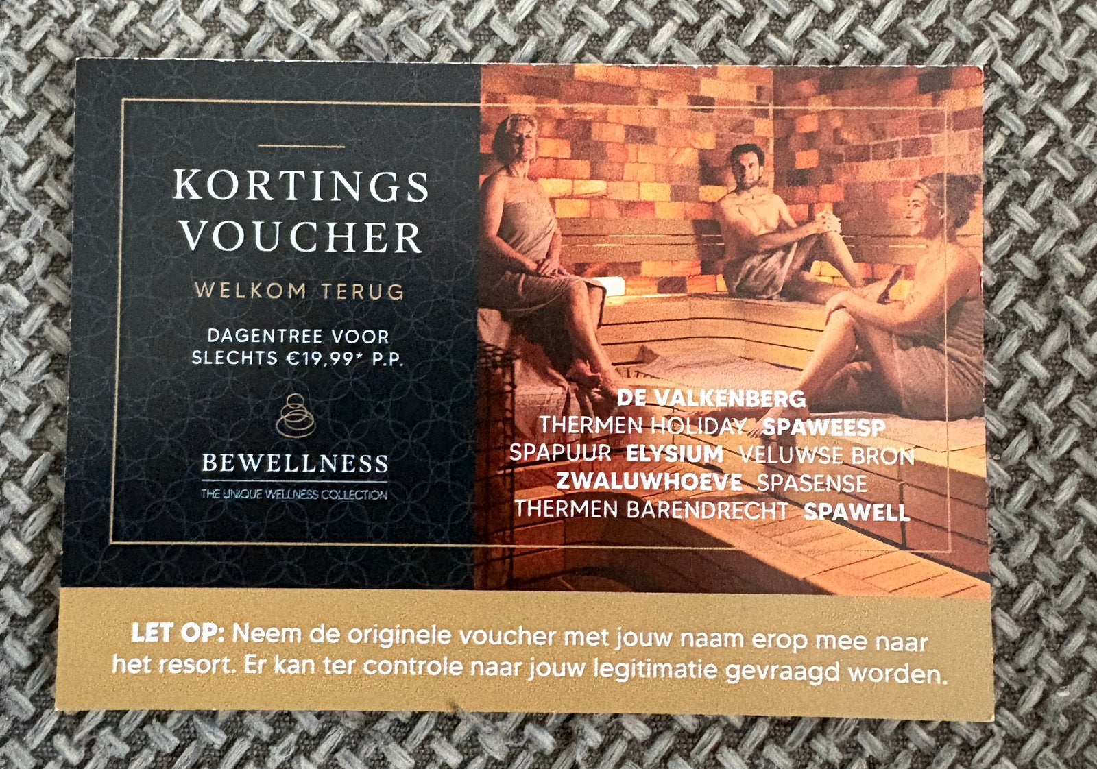 Kortingsvoucher BeWellness dagentree, Tickets en Kaartjes, Twee personen, Kortingsbon, Spa of Sauna