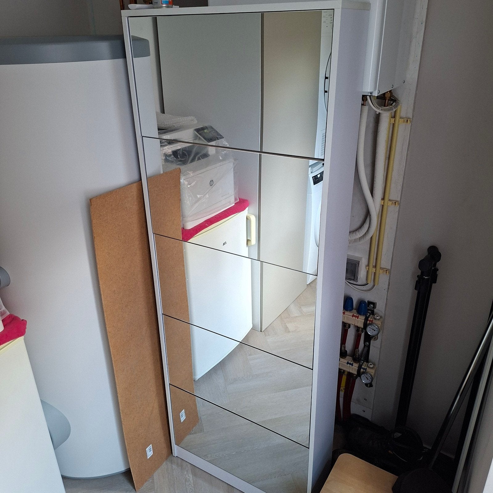 Hoge spiegel schoenenkast met 5 kantelvakken, Huis en Inrichting, Kasten | Schoenenkasten, Ophalen, Zo goed als nieuw, Modern, Functioneel