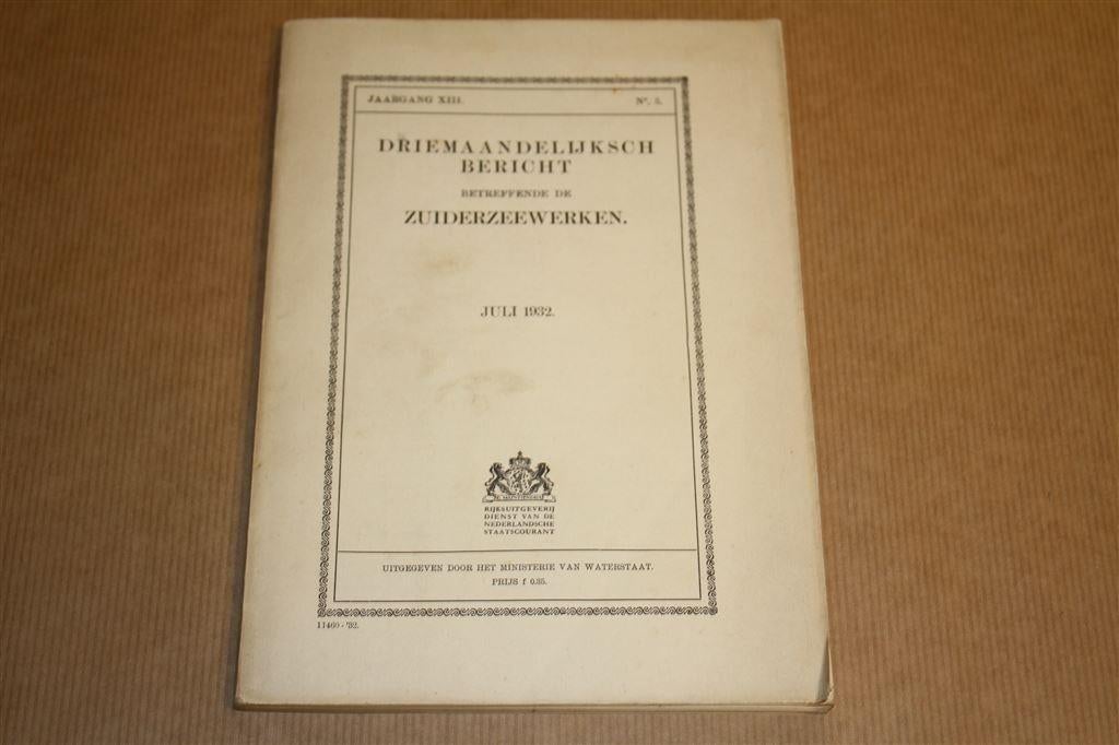 Driemaandelijksch bericht Zuiderzeewerken - 1932 !!, Boeken, Ophalen of Verzenden, Gelezen