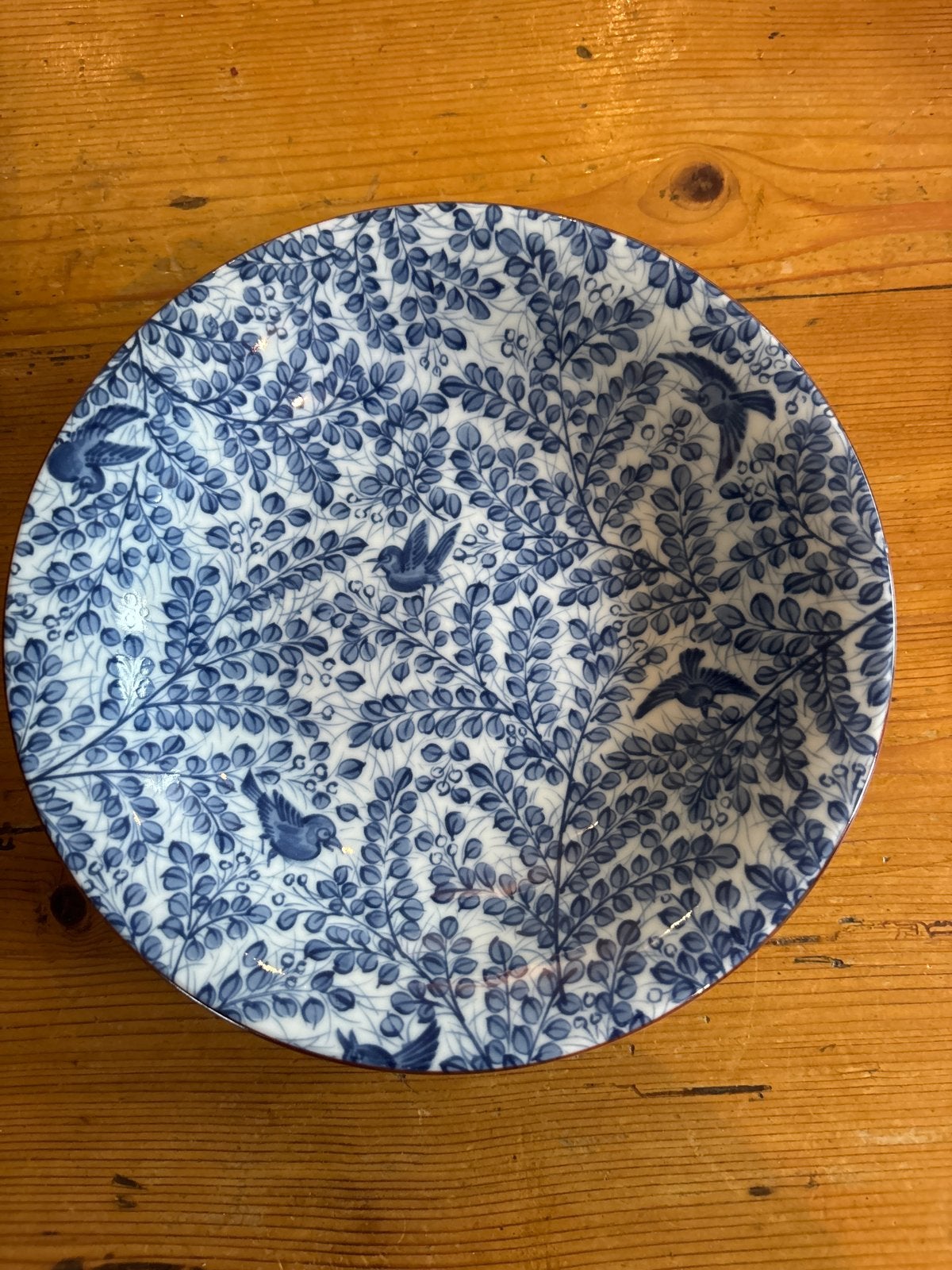 Prachtig Delfts Blauw Bord met Vogel- en Bladmotief, Ophalen