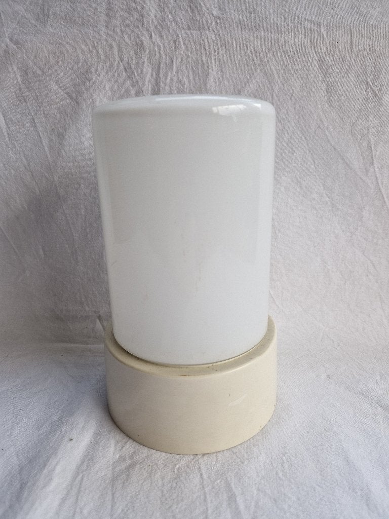 Vintage wit melkglazen plafondlamp - plafonniere, Zo goed als nieuw, Wit, Plafondlamp, Glas