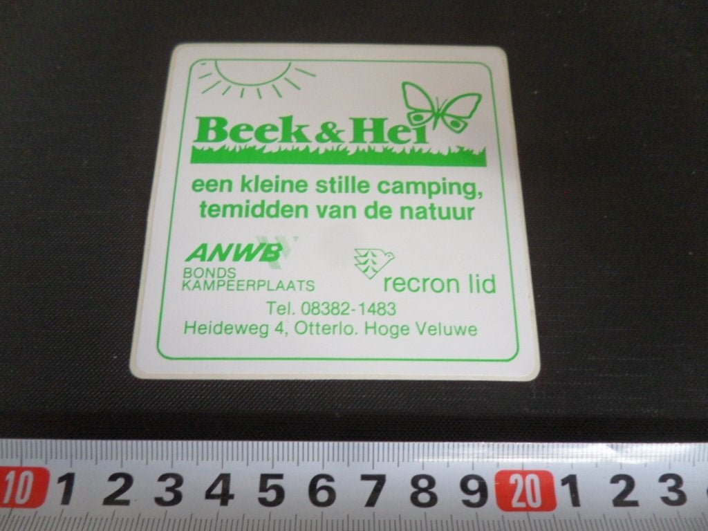 sticker Otterlo BEEK & HEI een kleine stille camping ANWB, Ophalen, Zo goed als nieuw