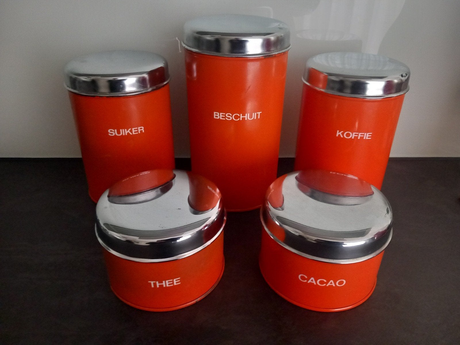 Brabantia vintage bewaarbussen, Overige typen, Ophalen of Verzenden, Gebruikt, Oranje