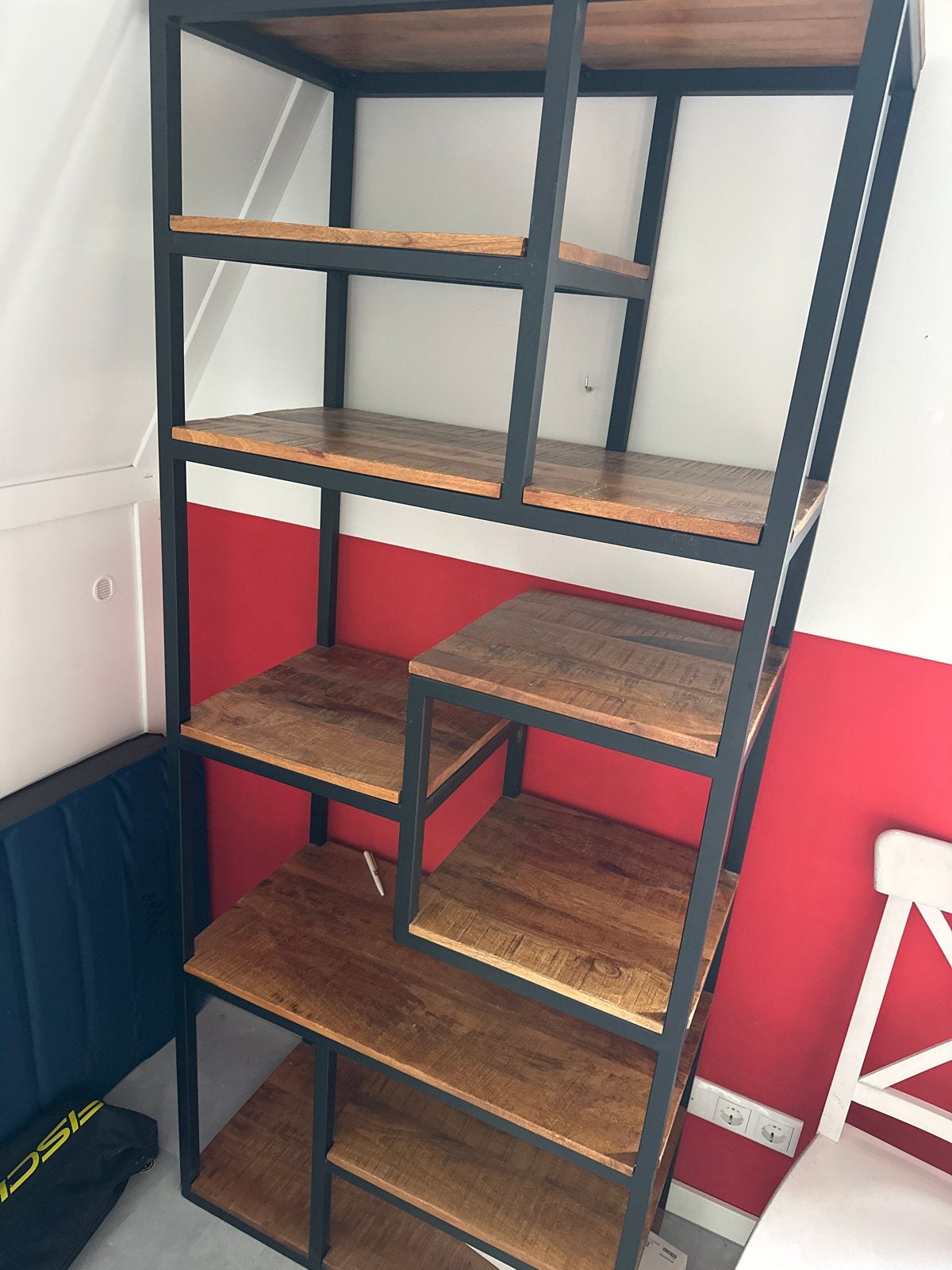 Industriële Boekenkast/Open Kast met Houten Planken, Huis en Inrichting, Kasten | Boekenkasten, Ophalen, Met plank(en), 200 cm of meer