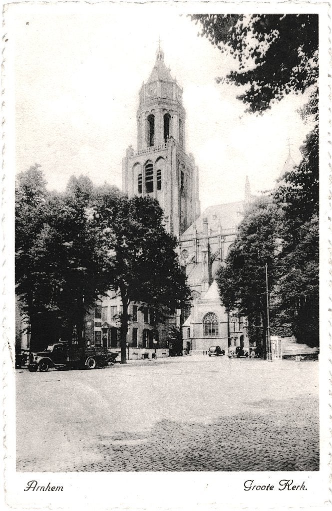 936100 Arnhem Groote Kerk 1942 Postzegel afgeweekt